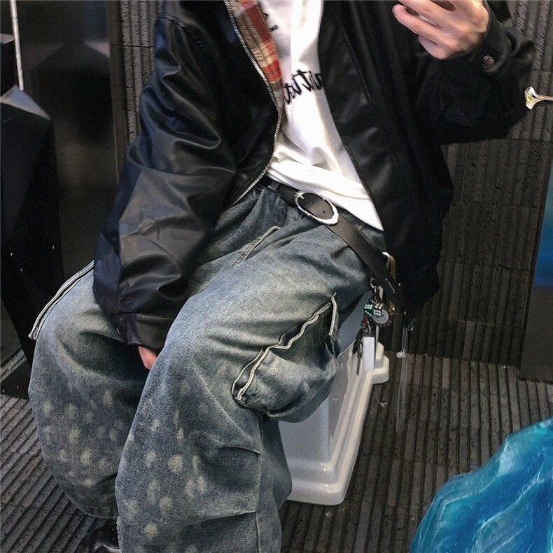 美式复古双面穿格子pu皮衣外套男女新款秋冬高级感翻领夹克潮流,男装夹克,星座1210-1