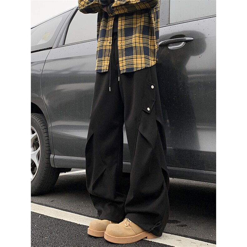 2025新款美式褶皱工装裤宽松阔腿百搭休闲长裤现货K8362-P40,男装休闲裤,星座512-3