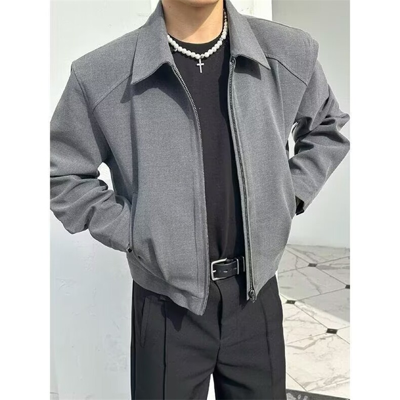 翻领飞行夹克男美式短款休闲潮牌cleanfit外套上衣高级感2025春季图片