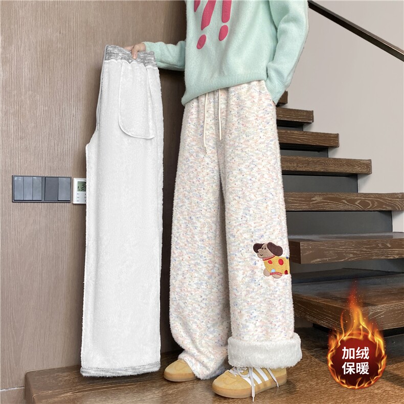抖音品质侧边腊肠狗刺绣加绒针织休闲裤B315-K25908JR-特p52控98,男装卫衣,电商B315