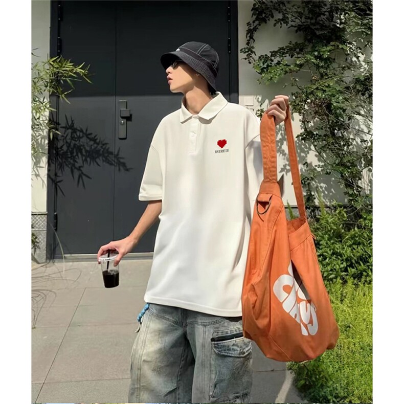 抖音得物供货现货网眼透气翻领T恤美式宽松潮牌短袖POLO衫APL21，男装Polo衫，电商A443