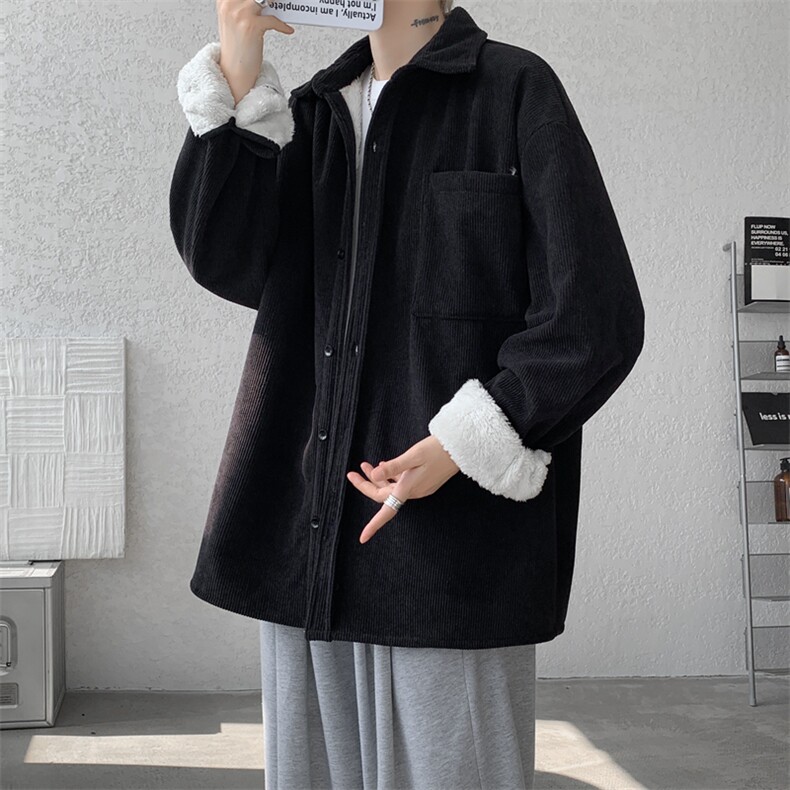 8XL-M加绒灯芯绒衬衫大码复古秋冬保暖上衣外套CS9001/P58加绒68,男装衬衫,电商B238