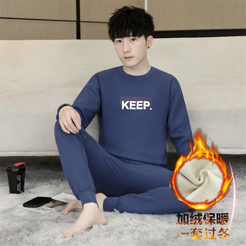 秋冬保暖内衣男士秋衣秋裤加绒加厚青年l两件套套装TZ3133-P67,男装棉衣,星座310B-3