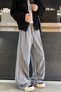 潮牌直筒运动卫裤男女垂感美式复古裤子宽松设计感休闲裤K9164P58图片