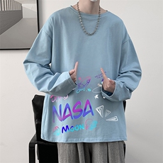 NASA联名同款控48重磅230g纯棉长袖t恤男大码圆领卫衣TX3186-P28，男装T恤，电商A040