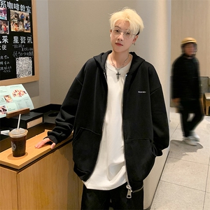 开衫卫衣男士春秋款2024新款秋季夹克男生连帽上衣服春装外套W72图片