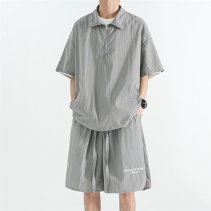 冰丝POLO领男士夏季薄款速干短袖短裤套装宽松篮球运动服TZ113p55图片