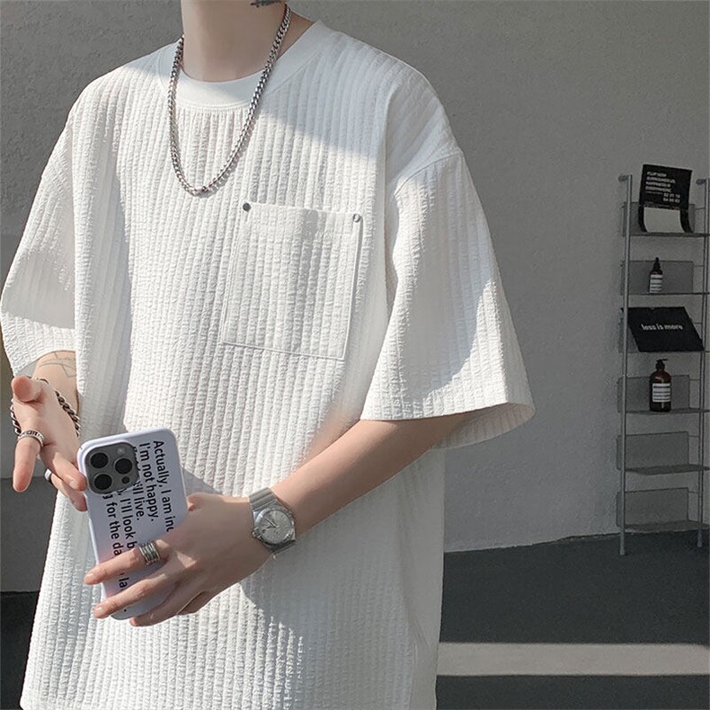 仓库现货T10138-特批35控68肌理感高品质圆领大码短袖T恤,男装T恤,电商A059