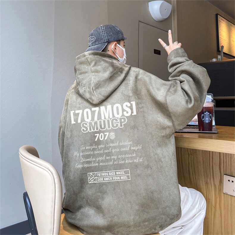 特P43控78秋季360G麂皮绒印花宽松休闲连帽卫衣JWY3265,男装卫衣,电商B370
