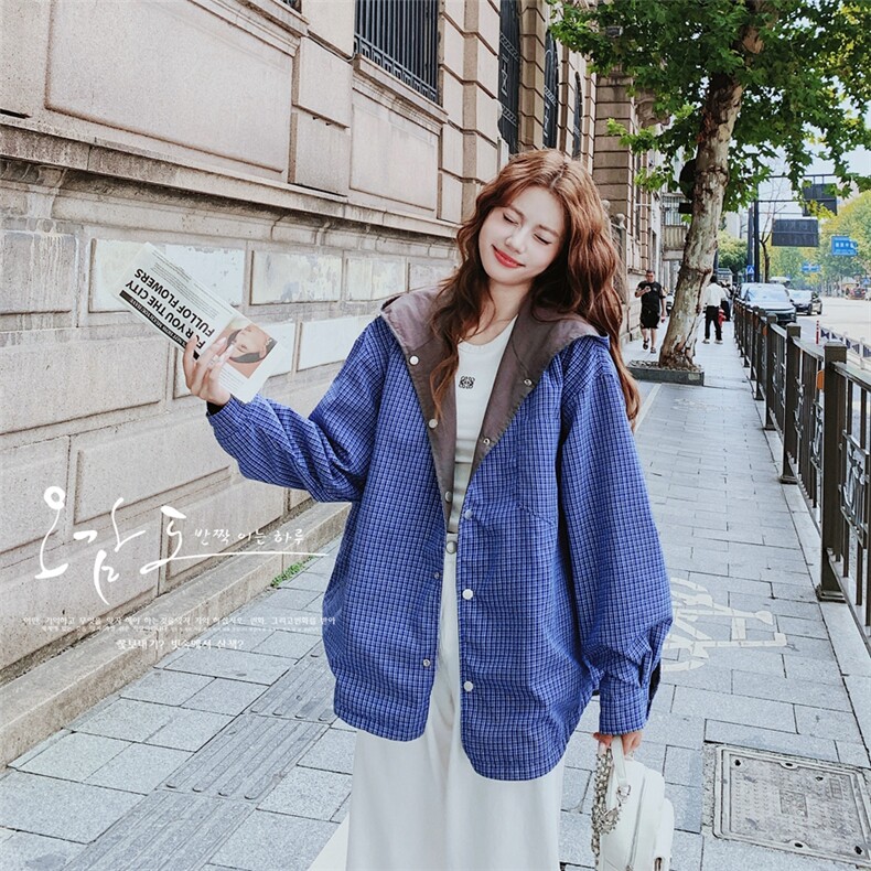 【新款】2C137-8282-P135-K218蓝格拼接灰色两面穿外套,女装短外套,2C137