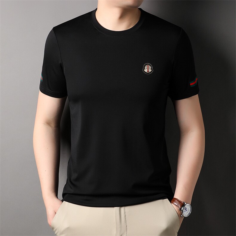 夏季新款圆领短袖中老年商务休闲宽松T恤上衣时尚百搭HP2312-P55，男装T恤，星座1105-3