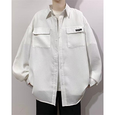 D376-P45衬衫男款2025春秋季潮流时尚宽松百搭工装长袖衬衣男，男装衬衫，星座603-2