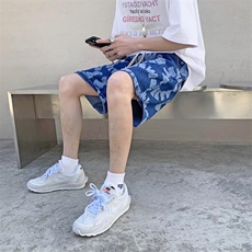 夏季字母圆圈牛仔短裤个性潮牌五分中裤男休闲高街抽绳D3037，男装牛仔裤，星座1116A-1（原606A）