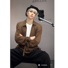 早秋高品网红假两件镂空长袖针织宽松衬衫男CS896-P68（网图参考，男装衬衫，电商B267