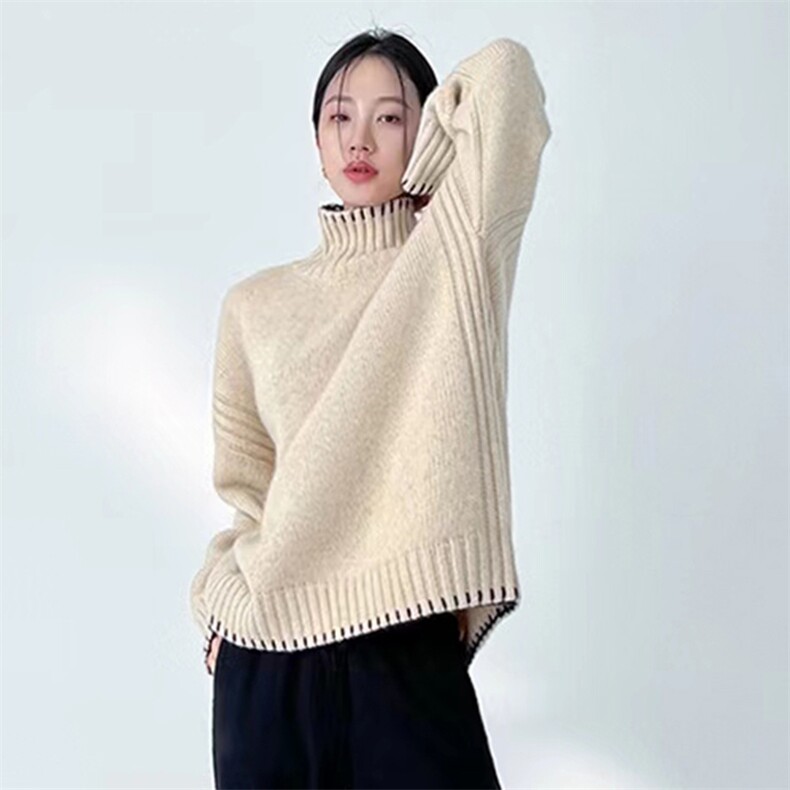 女士秋冬季新款极简风格半高领羊毛衫,女装羊毛衫,奢优羊绒