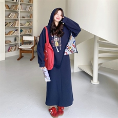 26春新款现-藏青撞色拼接流苏半身裙两件套2613-P180K288，女装套装/套裙，2B190