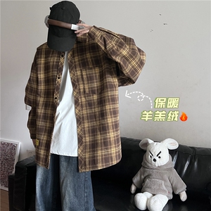 秋冬休闲潮流格子衬衫保暖加厚打底衫男C2158-特P32/C9732-特P40图片