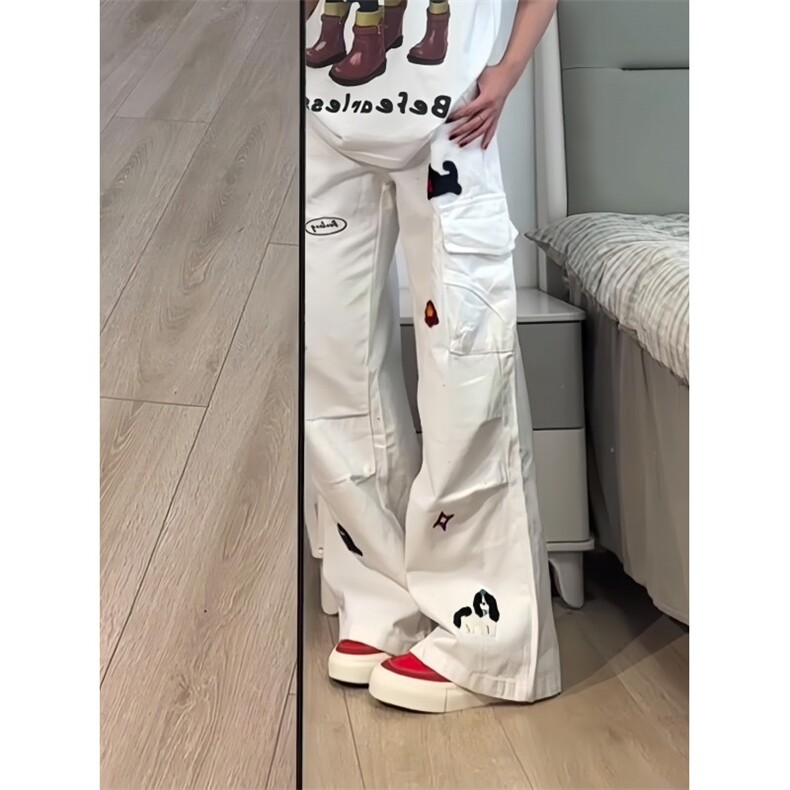 【有货】A9027CC-特P53 趣味小狗刺绣工装休闲裤男女图片
