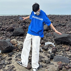 高街字母印花t恤男短袖宽松夏季纯棉美式半袖上衣T1001-特P23控39，男装T恤，星座218-5