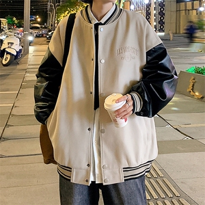 港风秋季龙凤呢棒球服百搭休闲宽松夹克外套男JK800 P65图片