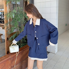 26春新款-轻奢高级感撞色波点设计格纹半裙套装2602-P175K288，女装套装/套裙，2B190