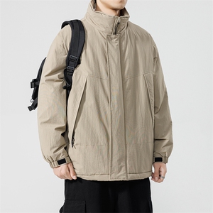 冬季潮牌日系纯色简约加绒加厚保暖防寒休闲棉服外套MY9079-P100图片