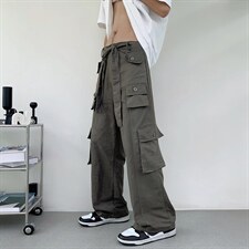工装休闲裤男士宽松直筒拖地裤港风帅气复古潮流阔腿裤GK310-P45，男装休闲裤，星座1008