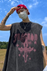 新款夏季潮流磨破做旧水洗宽松无袖背心DT6248P40控58，男装背心/马甲，电商A268A
