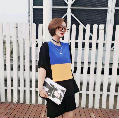 夏季新品拼接衬衫，女装衬衫，芷箐伊苑