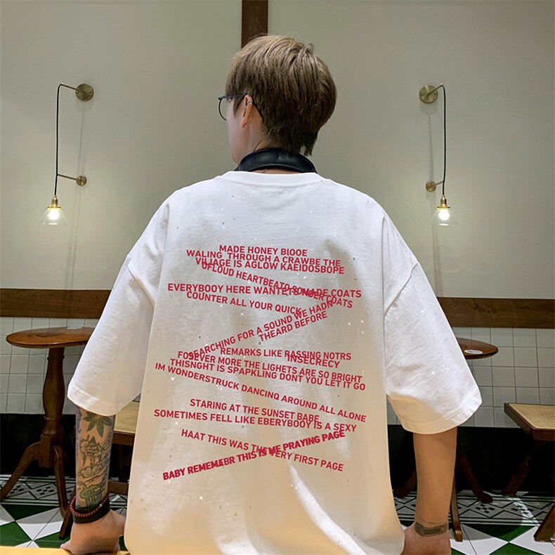 量大优供抖音视频支持得物配合二开美式满天星亮片短袖T恤MTX393,男装T恤,电商A486