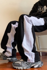 8XL-M特大码美式高街ins小众vibe鸳鸯黑白拼接直筒牛仔裤K929P60，男装休闲裤，电商D206-1