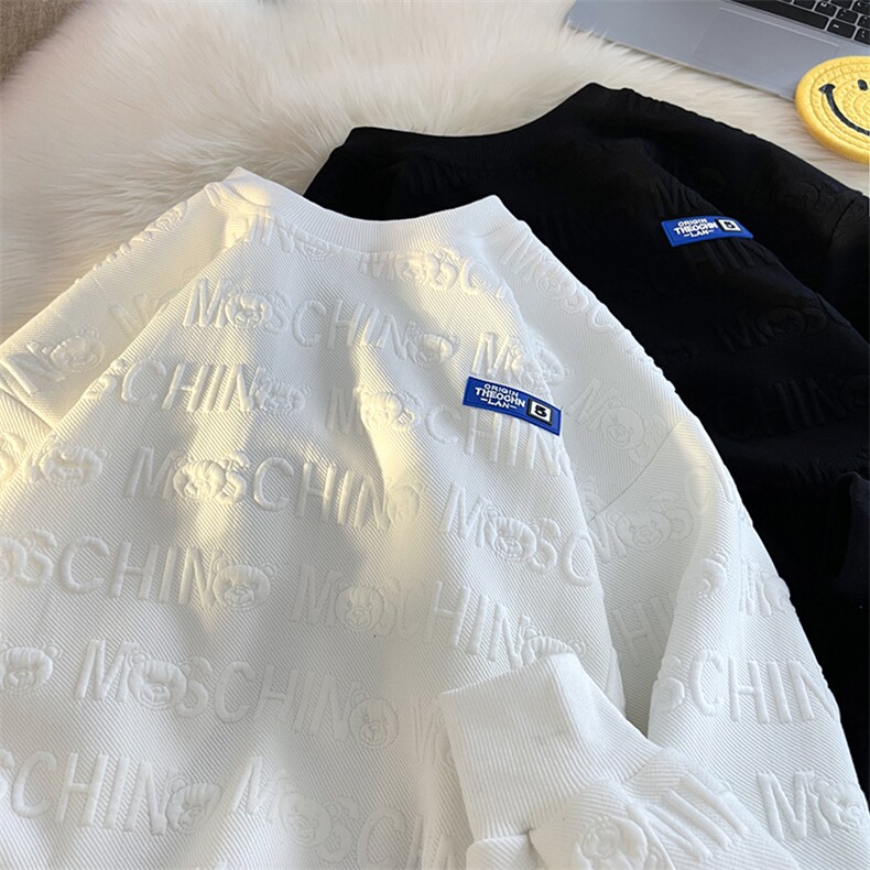 春季港风ins圆领卫衣男小熊提花外套加肥加大码大码胖子外套，女装短外套，星座909-2（原星座717-2）