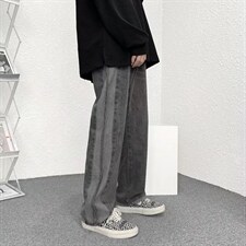 潮高街宽松黑色直筒休闲裤G3053P40，男装牛仔裤，星座1116-2