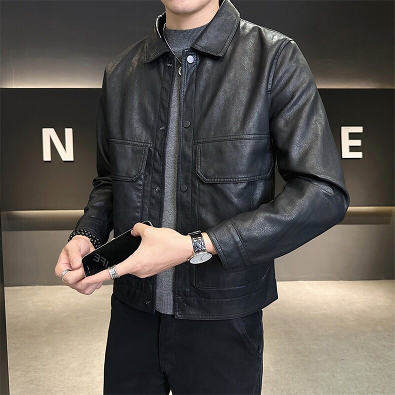 春季2025款皮衣外套男雅痞帅气男装机车皮夹克A313-66881-P140,男装夹克,电商A313