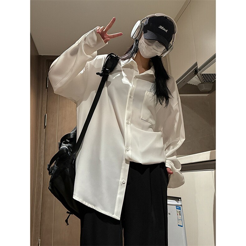 【直播】 C2339-TP4568 垂感纯色衬衫女2025秋宽松休闲衬衣女图片