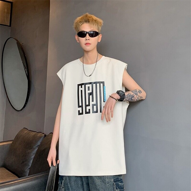 GENIOLAMODE国潮运动速干背心男夏季2025新款休闲健身潮流无袖T恤，男装T恤，星座506