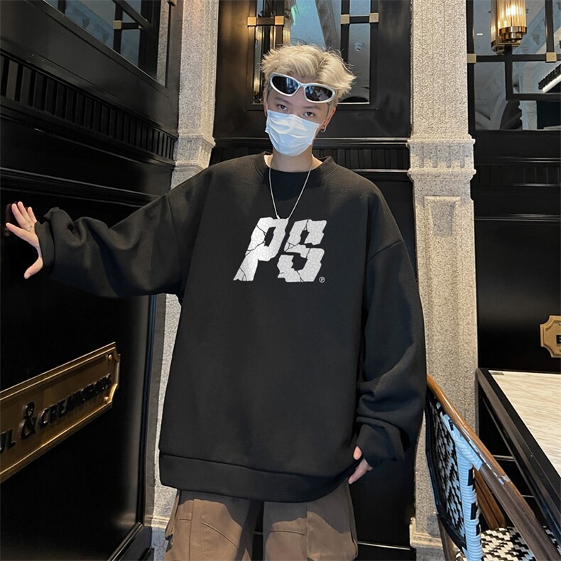华夫格！华夫格上衣男圆领华夫格卫衣男大码长袖t恤男HY214-特P23,男装T恤,电商B367