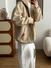 摇粒绒连帽拉链卫衣外套1302-GS02-P55成分100聚酯纤维，女装短外套，星座1302