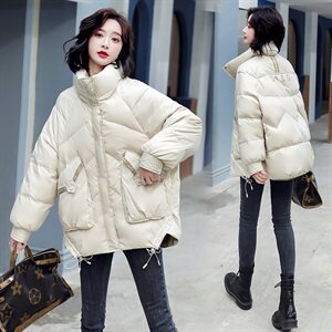 2021新款时尚撞色立领羽绒服 修身显瘦保暖外套图片