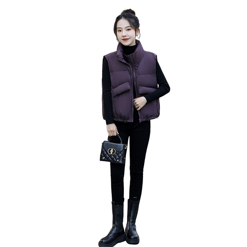 欧货羽绒马甲女新款2024新款韩版宽松白鸭绒马夹坎肩背心短款秋冬,女装羽绒服,仟媚宠