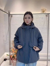 2025年秋季时尚百搭通勤简约休闲拼色连帽棉服，女装棉衣/棉服，湘姗