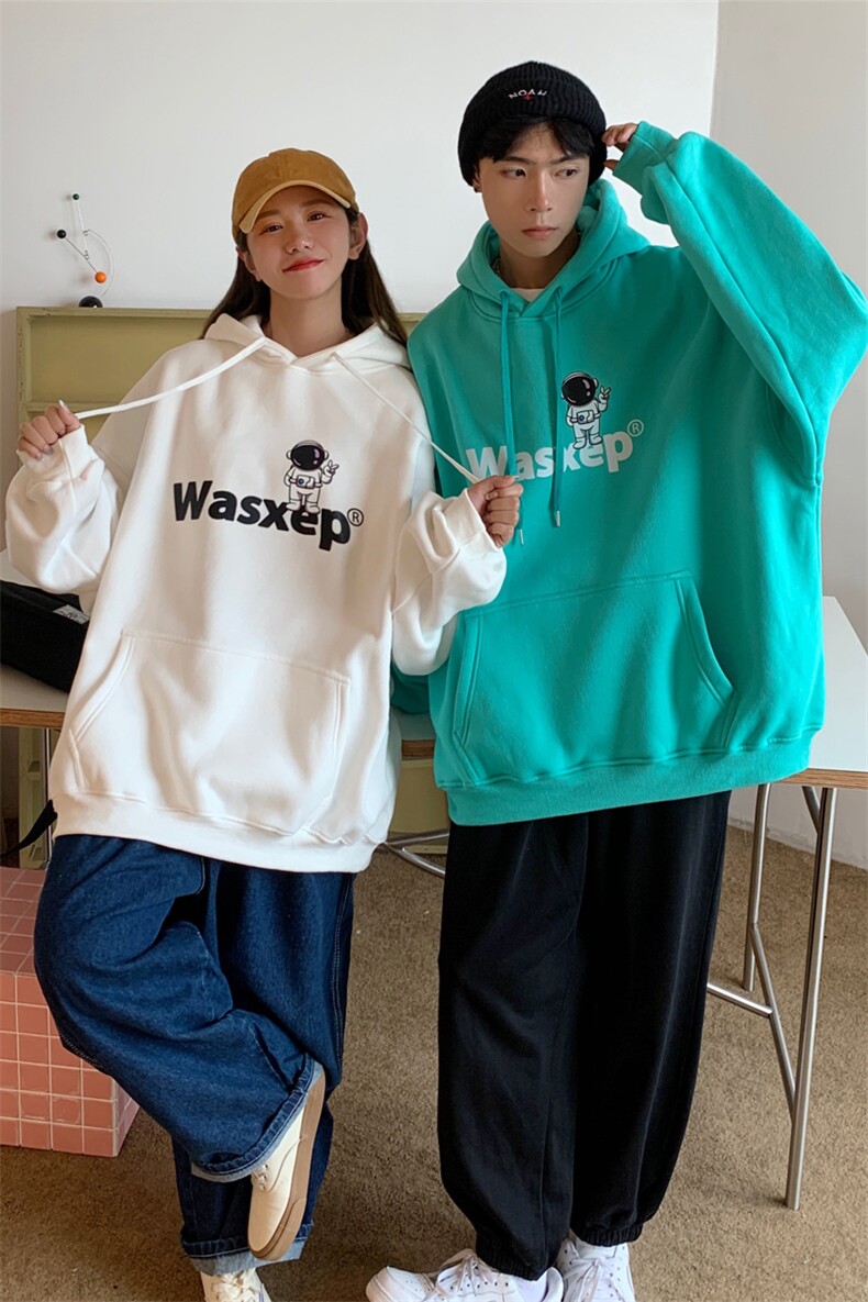 情侣装秋装太空人印花情侣连帽卫衣女宽松百搭外套G946P48男类,女装短外套,电商A339