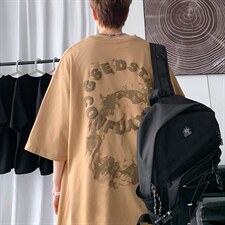 240g高品质抖音夏款潮流发泡印花短袖宽松百搭圆领短袖男控48，男装T恤，电商A086