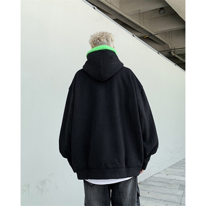 羊羔绒连帽卫衣女2024秋冬oversize加绒加厚宽松外套WY117-P45