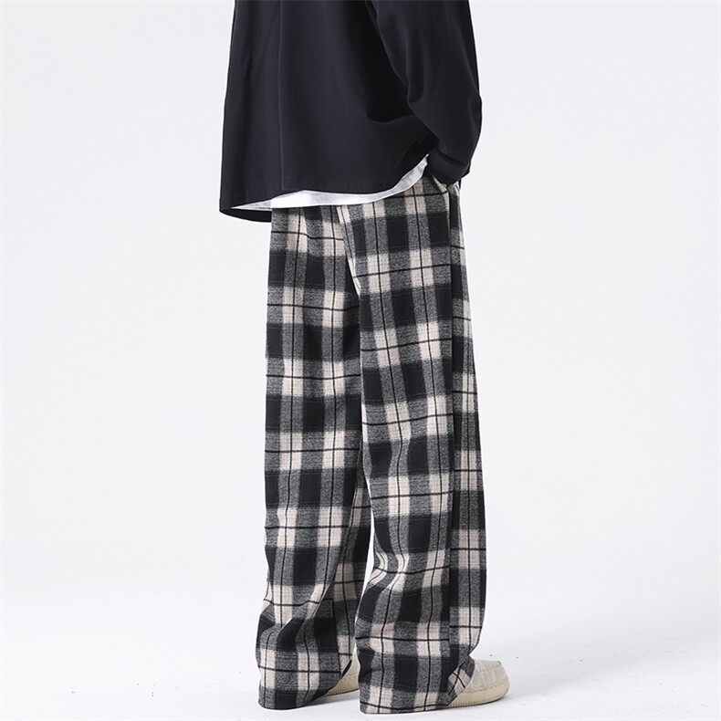 8XL-M特大码休闲裤男加肥加大码格子裤阔腿裤K917p68控88,男装休闲裤,电商D206-1