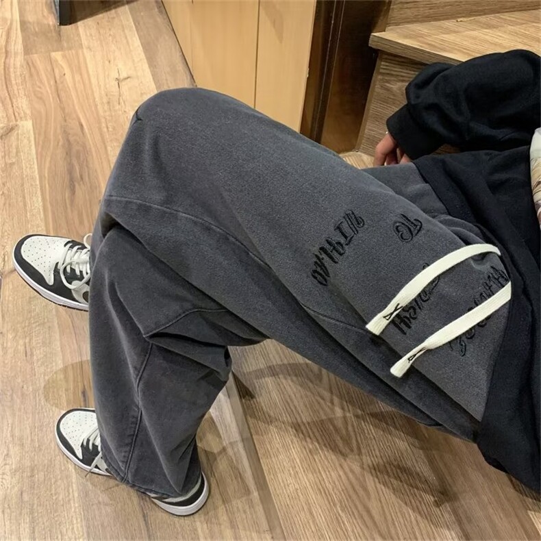 牛仔裤男秋季潮大码休闲裤子高街全刺绣款N8126P43,男装牛仔裤,星座1116-2