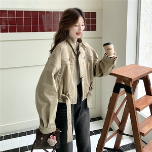短款工装外套女2025新款宽松美式复古机车服夹克图片
