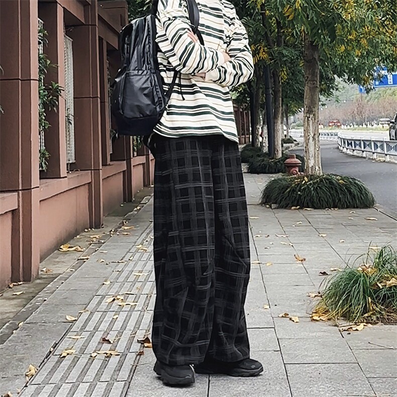加绒卫裤肌理感格纹休闲裤男2025搭配卫衣毛衣日系裤子1030/P55,男装休闲裤,星座1412-2