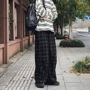 加绒卫裤肌理感格纹休闲裤男2025搭配卫衣毛衣日系裤子1030/P55,个子小女生秋季穿衣搭配图片图片