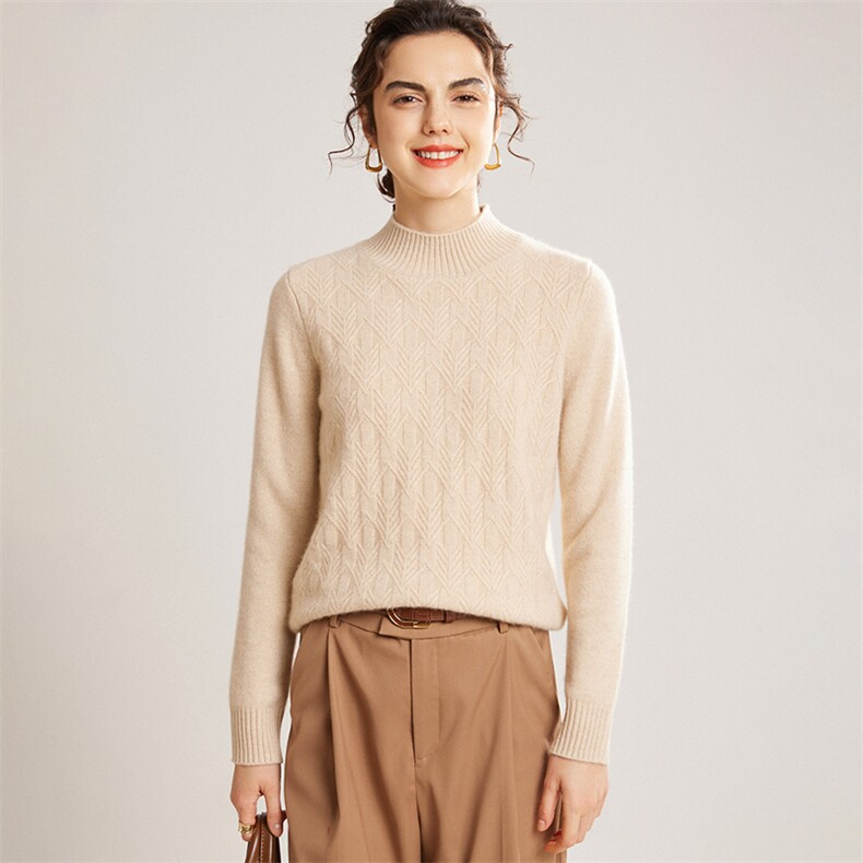 2025秋冬新款羊绒衫女100%纯山羊绒圆领桃花休闲简约保暖针织套衫，女装羊绒衫，镁纯羊绒